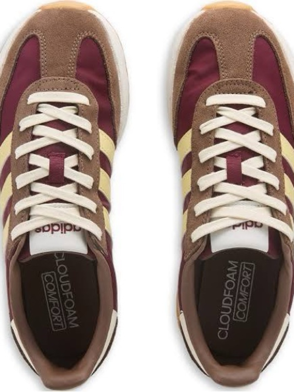 adidas Cloudfoam Sneakers in Burgundy, Taupe & Pale Yellow - Picture 6 of 8
